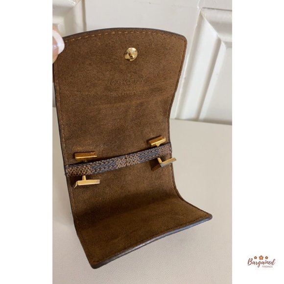 Authentic Louis Vuitton Brown Damier Ebene Coated Canvas Square Cufflinks Case - Picture 10 of 13